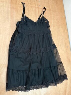 Victoria's Secret Black Lace-Trim Slip Dress